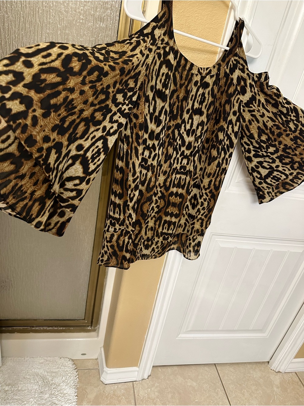 Hot in Hollywood Leopard Print Cold-Shoulder Top in Brown and Black